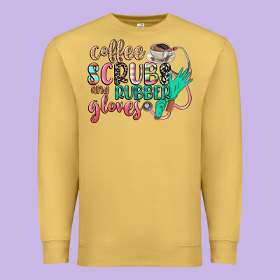 Coffee Scrubs And Rubber Gloves Premium Sweatshirt Designed By Cowgirlartshop
