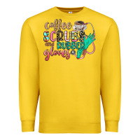 Lemon coffee scrubs and rubber gloves Premium Sweatshirt - CowGirlArtShop