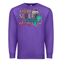 Purple coffee scrubs and rubber gloves Premium Sweatshirt - CowGirlArtShop