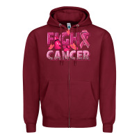 Burgundy fight cancer Zipper Hoodie - NancyCooperArtShop