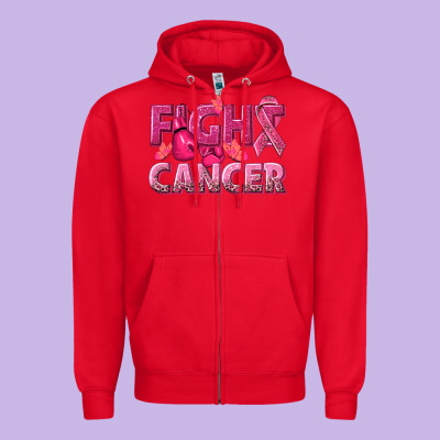 Fight Cancer Zipper Hoodie Designed By Nancycooperartshop