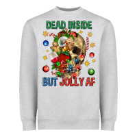 Heather Grey Dead Inside But Jolly Af Heavyweight Sweatshirt - BundleAndBundleShop