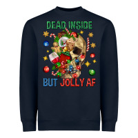 Navy Dead Inside But Jolly Af Heavyweight Sweatshirt - BundleAndBundleShop