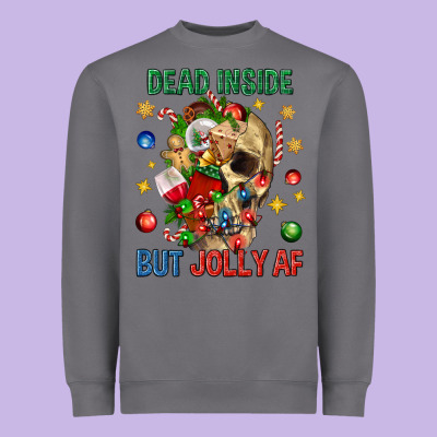 Dead Inside But Jolly Af Heavyweight Sweatshirt Designed By Bundleandbundleshop