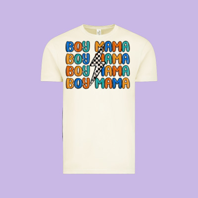 Boy Mama Lightning Bolt Vintage Tee Designed By Maliassmallbusiness