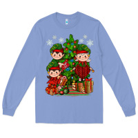 Colony Blue Mimi Elf, Mama Elf, Child Elf Christmas Long Sleeve Tee - BundleAndBundleShop