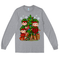 Heather Grey Mimi Elf, Mama Elf, Child Elf Christmas Long Sleeve Tee - BundleAndBundleShop