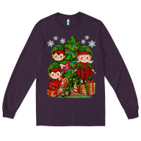 Plum Mimi Elf, Mama Elf, Child Elf Christmas Long Sleeve Tee - BundleAndBundleShop