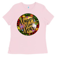 Bubblegum Pink christmas happy new year Ladies Tee - Artiststas