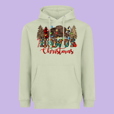 Howdy Christmas Heavyweight Hoodie Designed By Cowgirlartshop