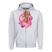 Heather Grey breast cancer diva Zipper Hoodie - NancyCooperArtShop