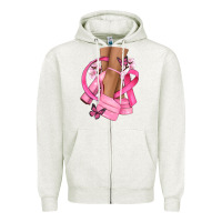 Oatmeal Heather breast cancer diva Zipper Hoodie - NancyCooperArtShop