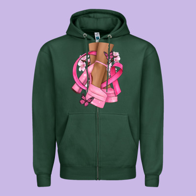Breast Cancer Diva Zipper Hoodie Designed By Nancycooperartshop