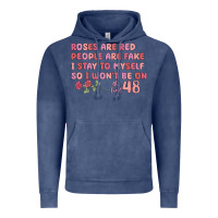 Vintage Denim roses are red Vintage Hoodie - MaliasSmallBusiness