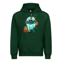 Forest Green Winter Bobba Cup Urban Hoodie - FaDigitalArtStudio