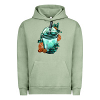 Pigment Oil Green Winter Bobba Cup Urban Hoodie - FaDigitalArtStudio