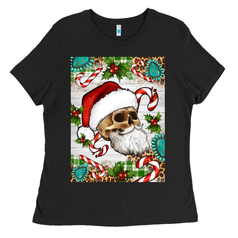 Christmas Hippie Skeleton Santa Ladies Tee by Artiststas | Teevron