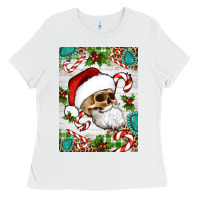 White Christmas hippie skeleton santa Ladies Tee - Artiststas