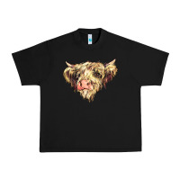 Black scottish cow Urban Heavy Tee - NancyCooperArtShop