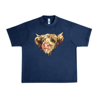 Navy scottish cow Urban Heavy Tee - NancyCooperArtShop