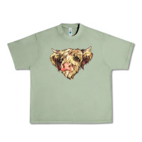 Oil Green scottish cow Urban Heavy Tee - NancyCooperArtShop