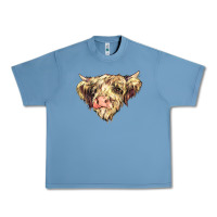 Pebble Blue scottish cow Urban Heavy Tee - NancyCooperArtShop