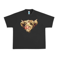 Pigment Black scottish cow Urban Heavy Tee - NancyCooperArtShop