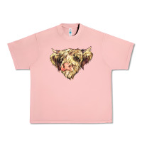 Salmon scottish cow Urban Heavy Tee - NancyCooperArtShop