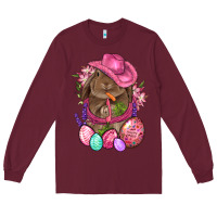 Burgundy Cowboy Rabbit Easter Long Sleeve Tee - BundleAndBundleShop