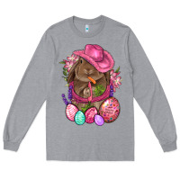 Heather Grey Cowboy Rabbit Easter Long Sleeve Tee - BundleAndBundleShop