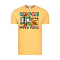 Vintage Mustard camping is my happy place Vintage Tee - MaliasSmallBusiness