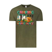Vintage Olive camping is my happy place Vintage Tee - MaliasSmallBusiness