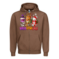Chestnut Happy Hallothanksmas wine glass and coffee Zipper Hoodie - NancyCooperArtShop