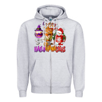 Heather Grey Happy Hallothanksmas wine glass and coffee Zipper Hoodie - NancyCooperArtShop
