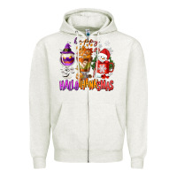 Oatmeal Heather Happy Hallothanksmas wine glass and coffee Zipper Hoodie - NancyCooperArtShop