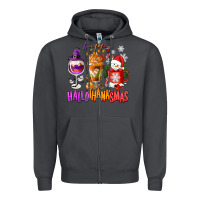Smoke Happy Hallothanksmas wine glass and coffee Zipper Hoodie - NancyCooperArtShop