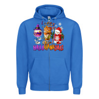True Royal Happy Hallothanksmas wine glass and coffee Zipper Hoodie - NancyCooperArtShop