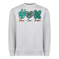Heather Grey Peace Love Gemstone Heavyweight Sweatshirt - BundleAndBundleShop