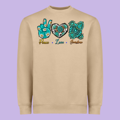 Peace Love Gemstone Heavyweight Sweatshirt Designed By Bundleandbundleshop