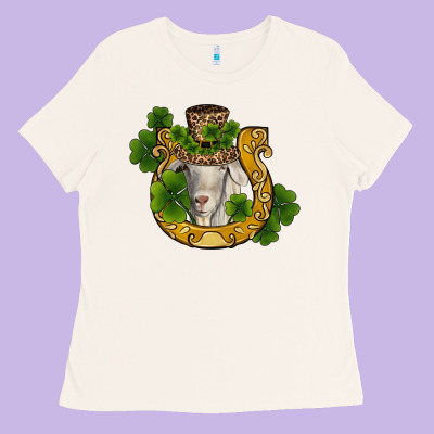 St Patricks Day Goat Horseshoe Shamrock Ladies Tee Designed By Ranaportraitstore