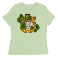 Matcha st patricks day goat horseshoe shamrock Ladies Tee - RanaPortraitStore