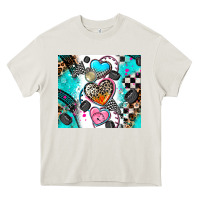 Cream race heart tumbler Heavy Core Tee - AdoDesignShop
