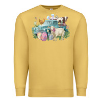 Antique Gold Easter truck farm animals Easter Day Premium Sweatshirt - HowdyJamesFarm