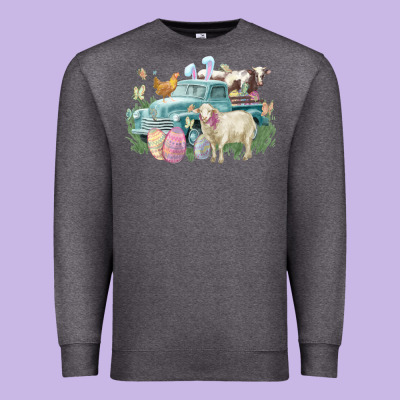 Easter Truck Farm Animals Easter Day Premium Sweatshirt Designed By Howdyjamesfarm