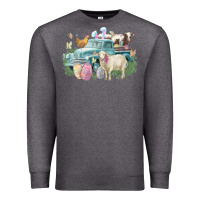 Charcoal Heather Easter truck farm animals Easter Day Premium Sweatshirt - HowdyJamesFarm