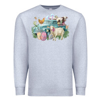 Heather Grey Easter truck farm animals Easter Day Premium Sweatshirt - HowdyJamesFarm