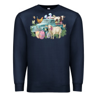 Navy Easter truck farm animals Easter Day Premium Sweatshirt - HowdyJamesFarm
