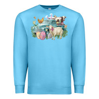 Ocean Blue Easter truck farm animals Easter Day Premium Sweatshirt - HowdyJamesFarm