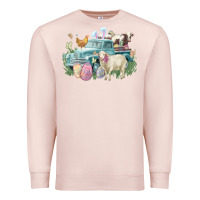 Pale Pink Easter truck farm animals Easter Day Premium Sweatshirt - HowdyJamesFarm