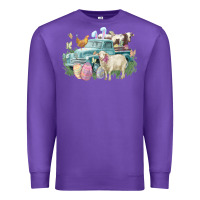 Purple Easter truck farm animals Easter Day Premium Sweatshirt - HowdyJamesFarm